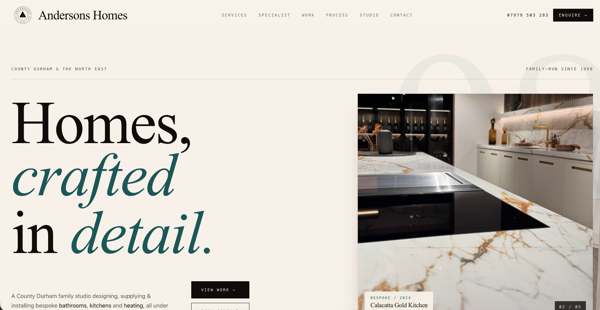 Andersons Homes website built by Liam Hicks Web Design