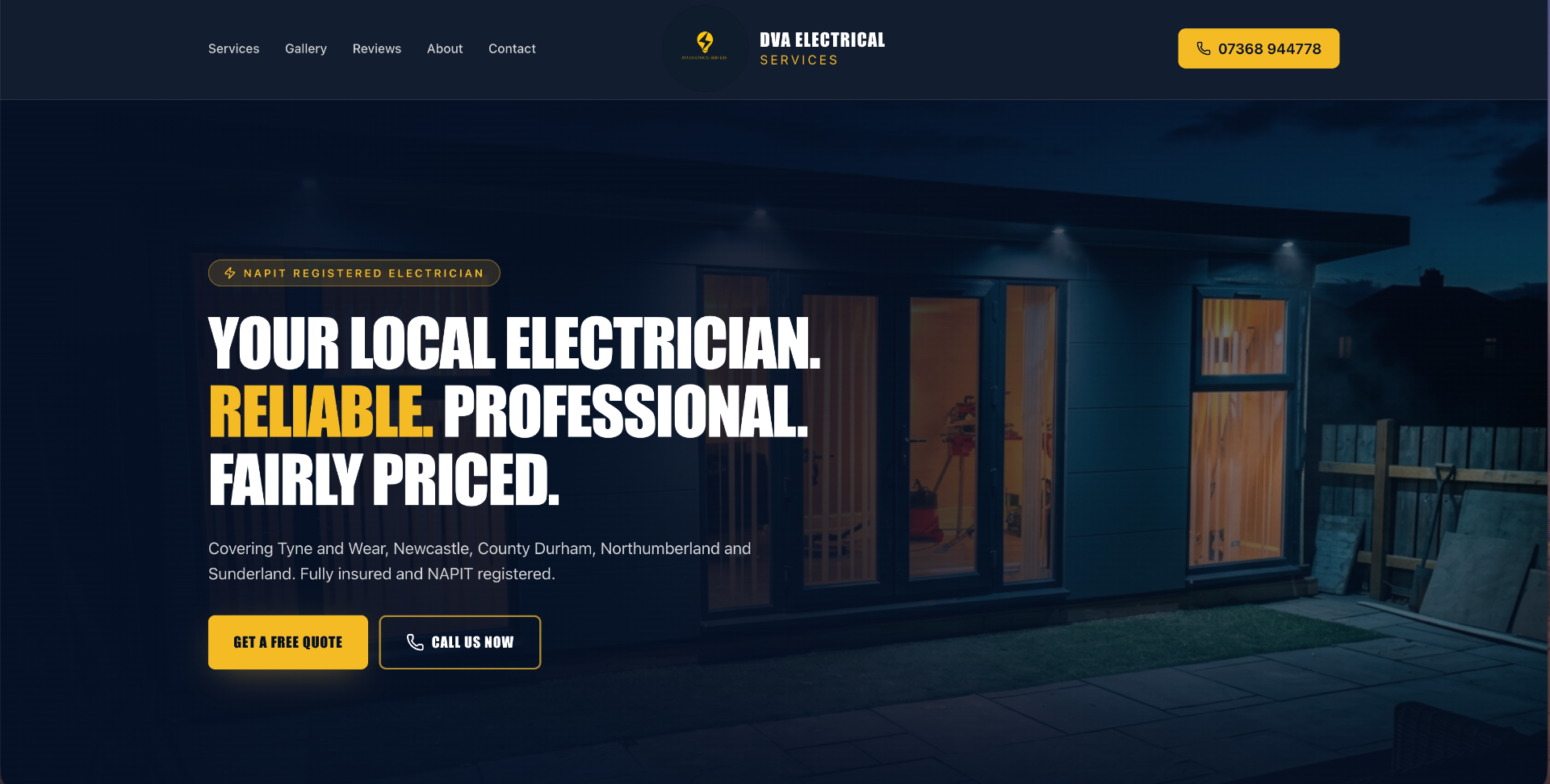 DVA Electrical Services website built by Liam Hicks Web Design
