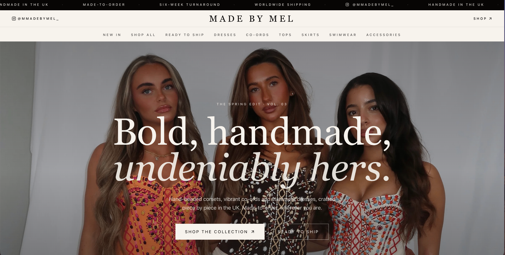 Made by Mel website built by Liam Hicks Web Design