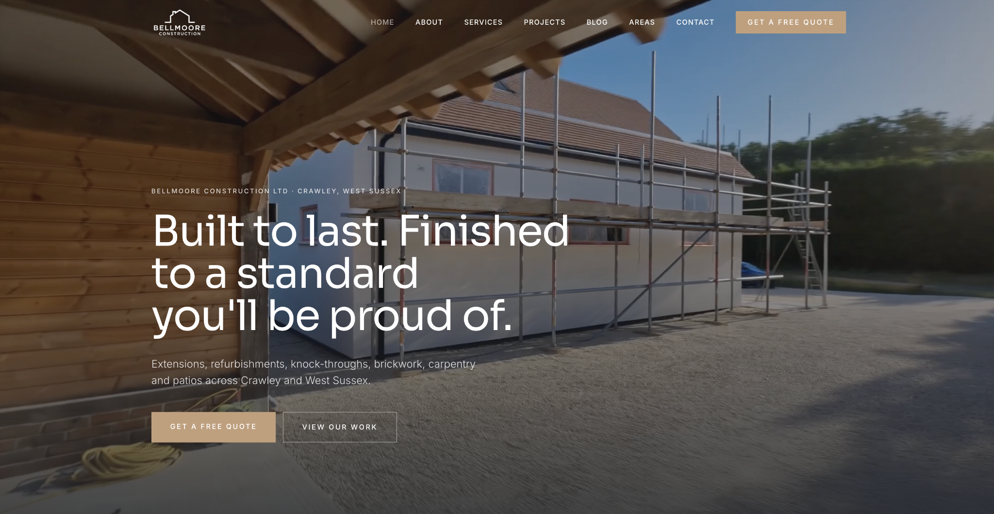 Bellmoore Construction website homepage designed by Liam Hicks